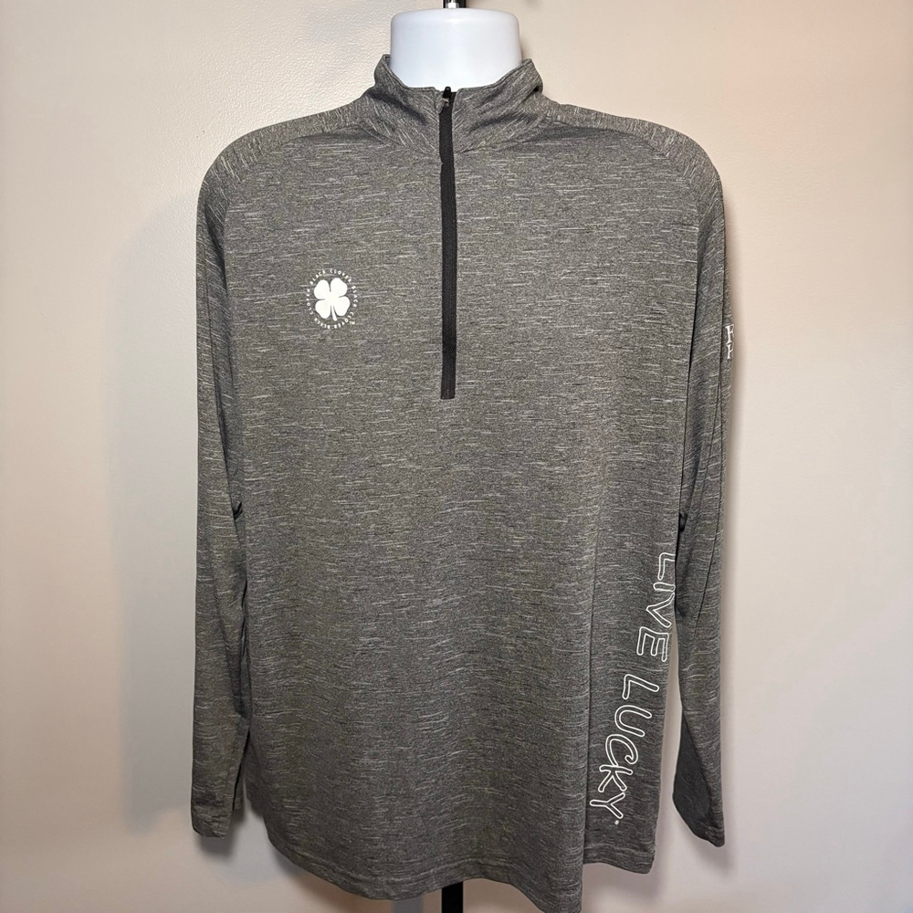 Men's Black Clover Gray Long Sleeve‎ Tee XL with White Logo
